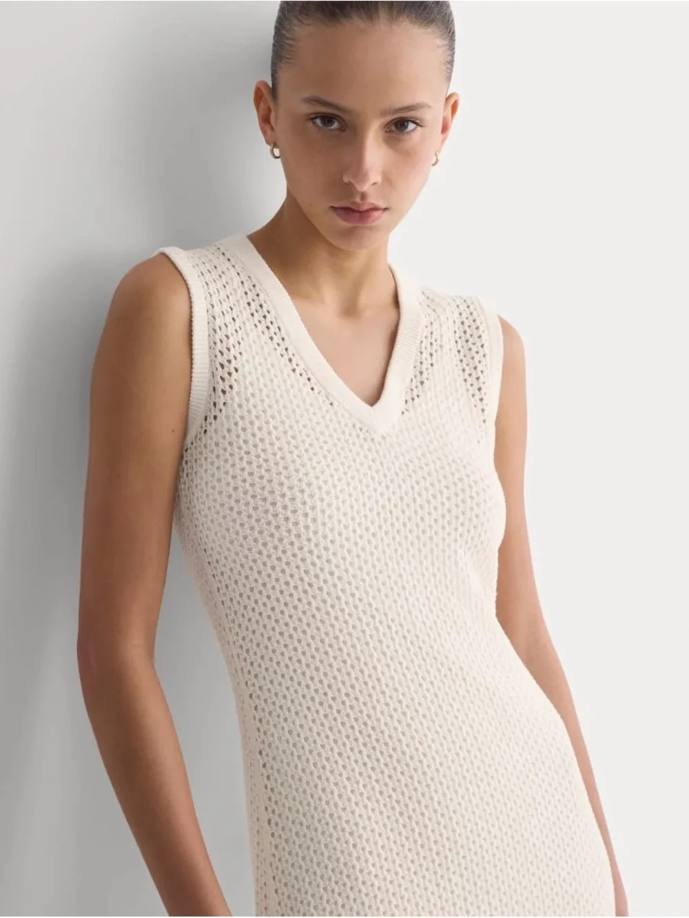 Everlane Lace Knit Maxi Sweater Dress - Bone White Size M Crochet Sweater Dress